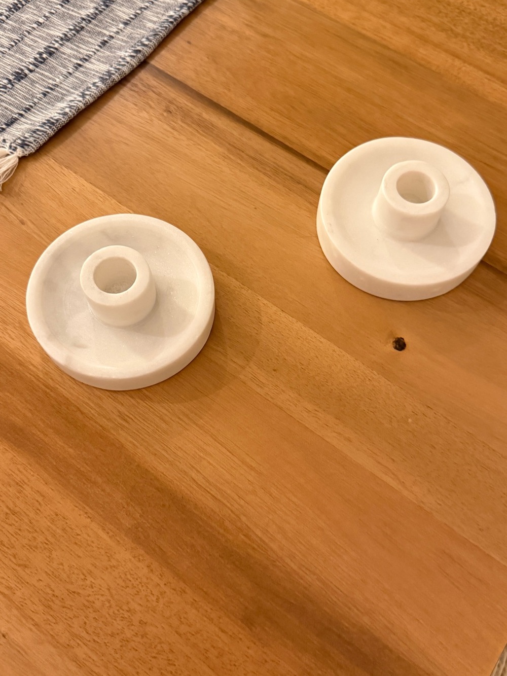 Threshold White Marble Round Base Taper Candle Holders (Pair)